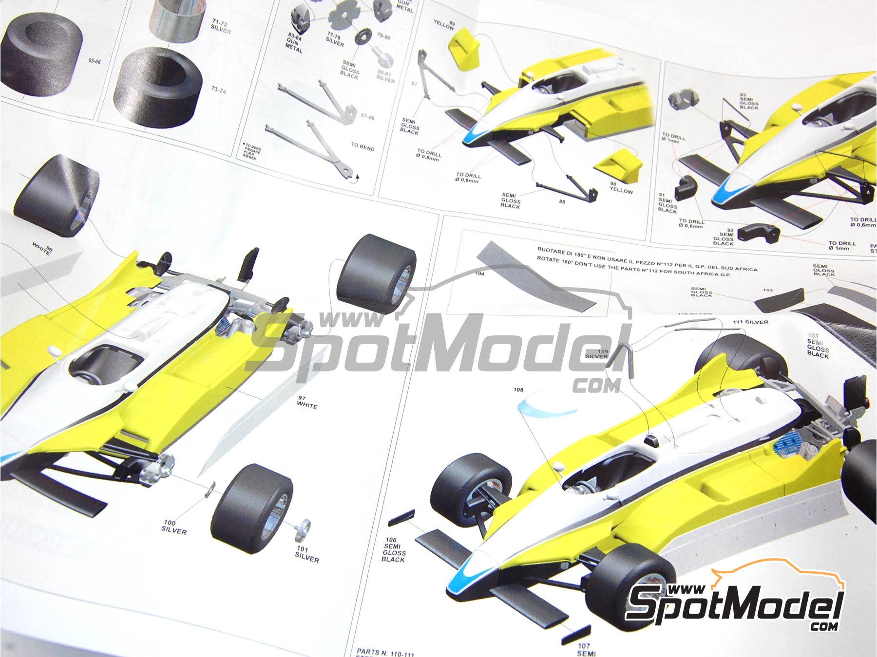 Renault Turbo RE30B Renault F1 Team sponsored by ELF - Italian Formula 1  Grand Prix 1982. Car scale model kit in 1/43 scale manufactured by Tameo  Kits